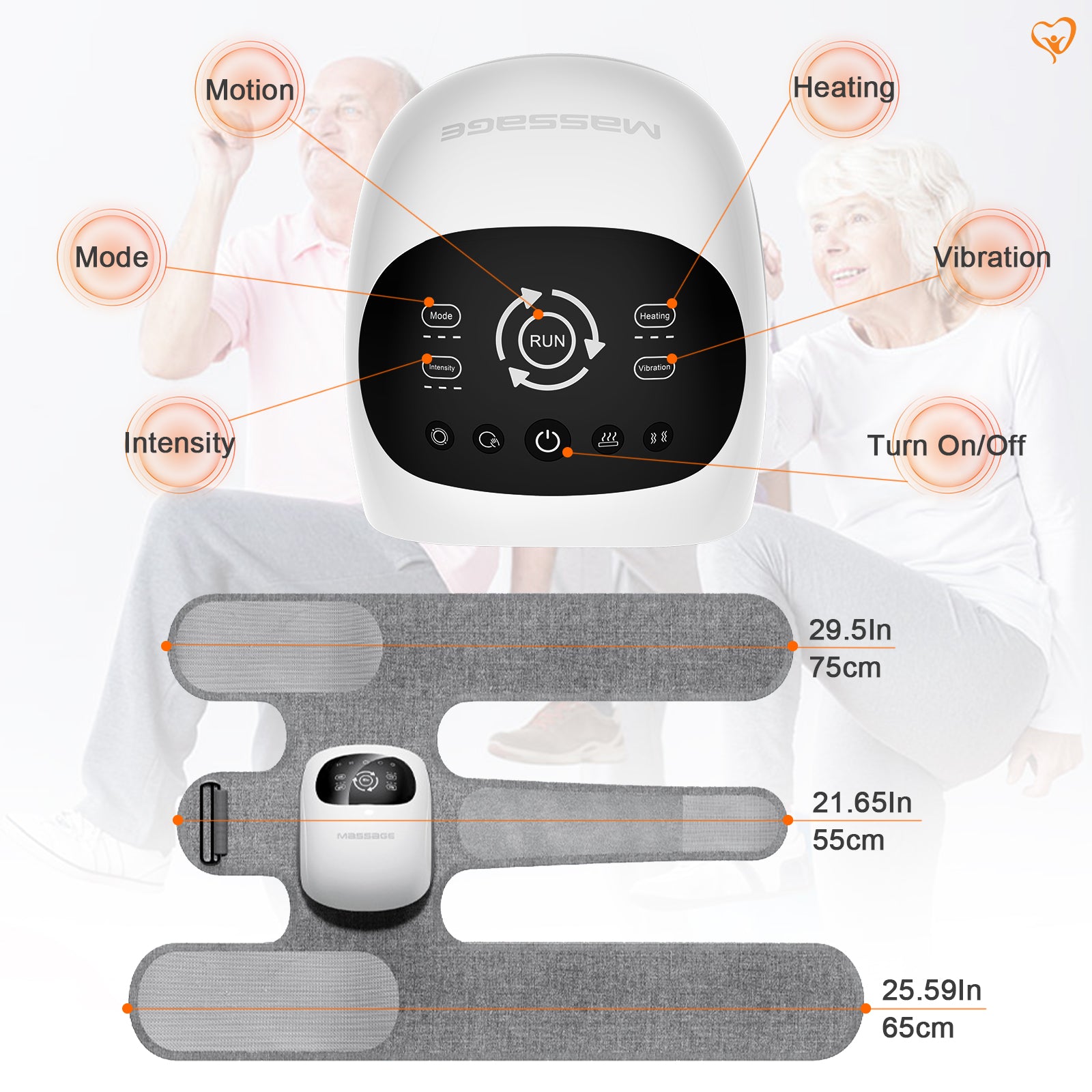 KTS Appareil de massage par vibration du genou mesuré par sac à air comprimé