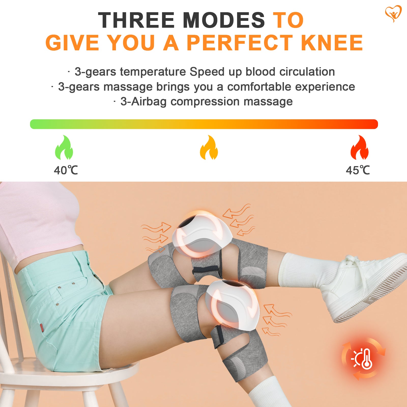 KTS Appareil de massage par vibration du genou mesuré par sac à air comprimé