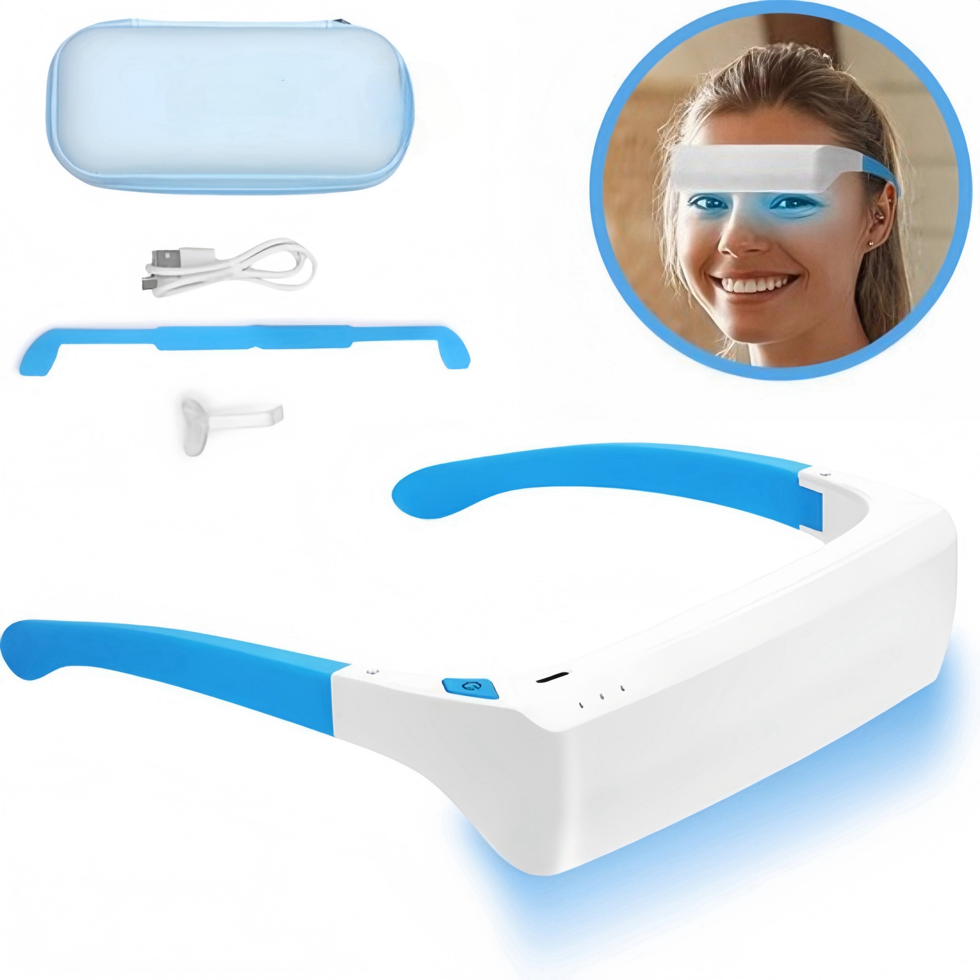 Blue White Led Light Pressure Sad Therapy Glasses