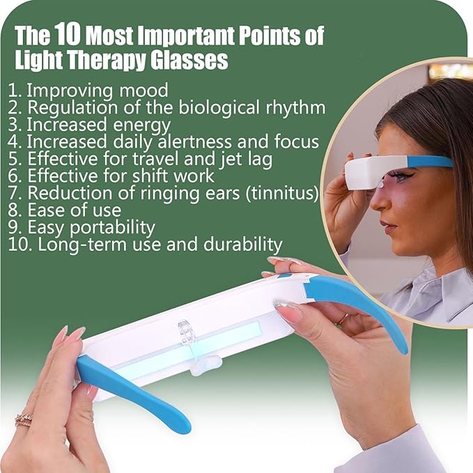 Blue White Led Light Pressure Sad Therapy Glasses