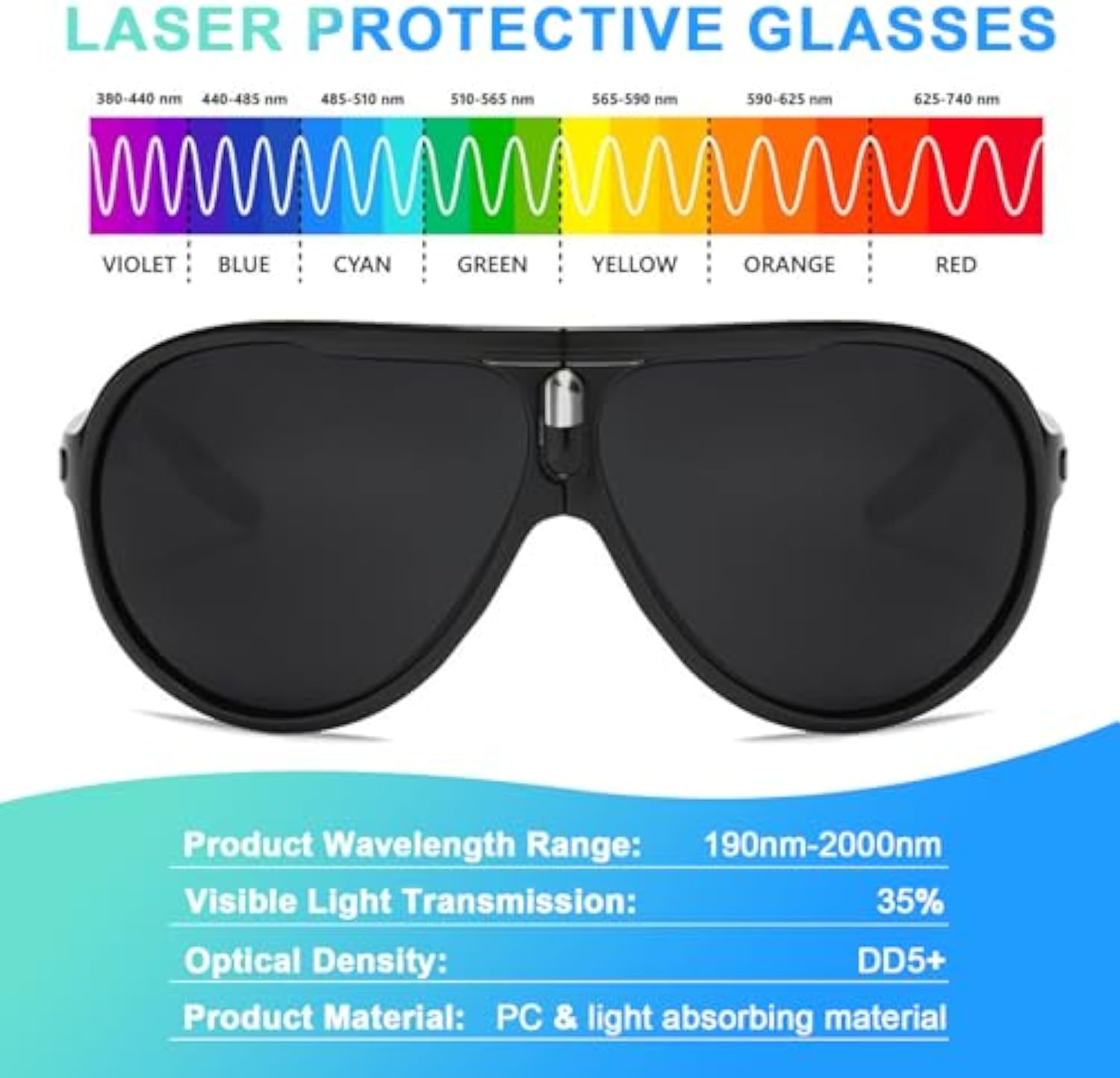 KTS 190-2000nm Lunettes de protection laser pliables