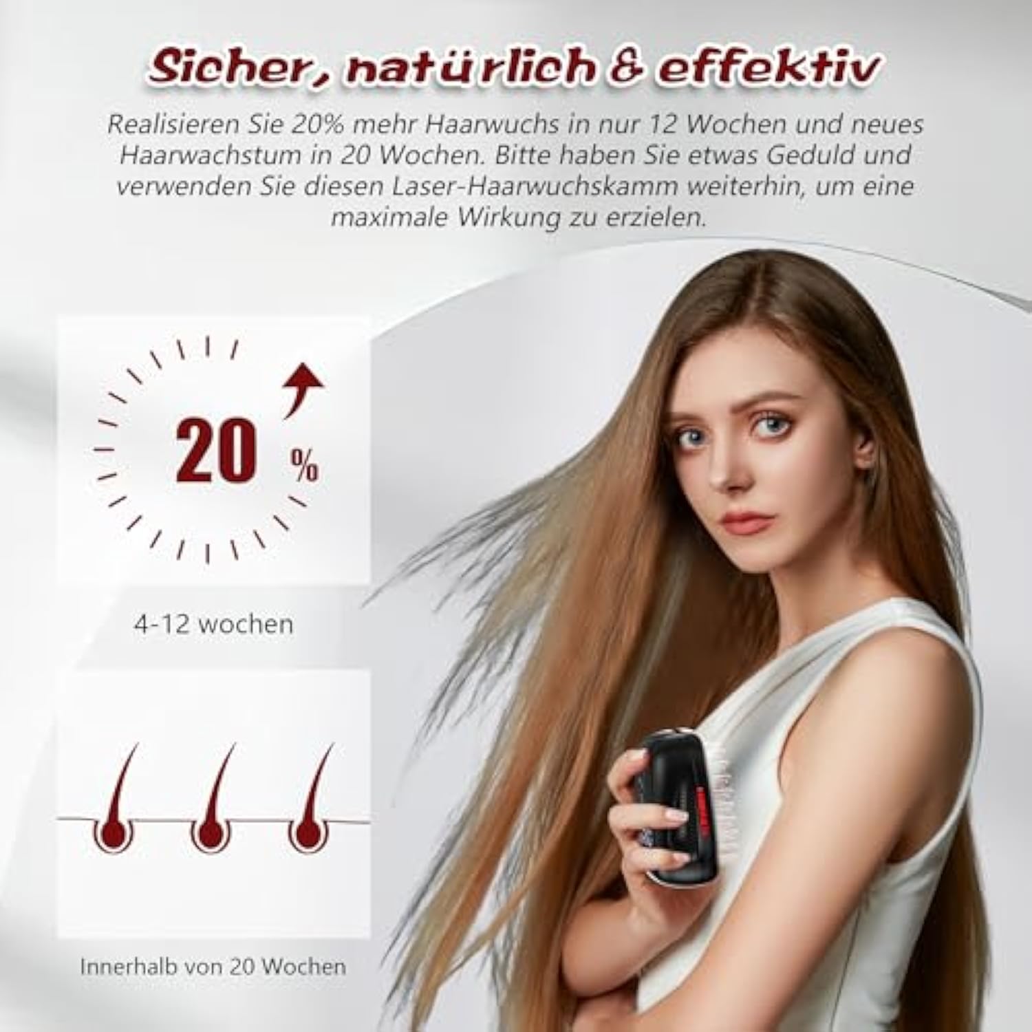 KTS Peigne de croissance des cheveux au laser à lumière rouge et froide